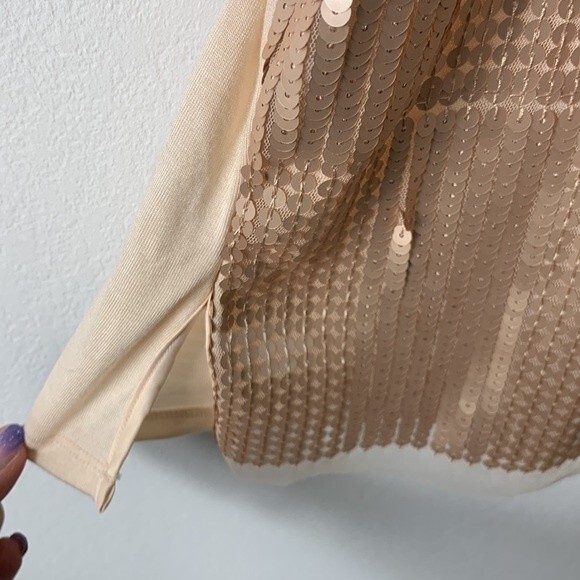 NWT Lane Bryant Champagne Gold Sequin Mesh Modal Short Sleeve Top Plus Sz 18/20 - Picture 7 of 7